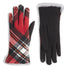 Fur Lined Plaid Touchscreen Gloves - Red
